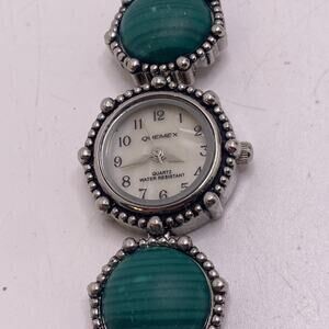 Quemex Womens Blue Gem Vintage Watch New Battery